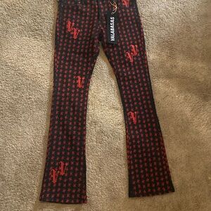 Valabasas Men's Black and Red Skinny Jeans